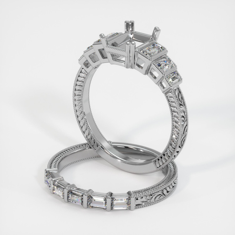 18K White Gold Antique Style Ring Setting