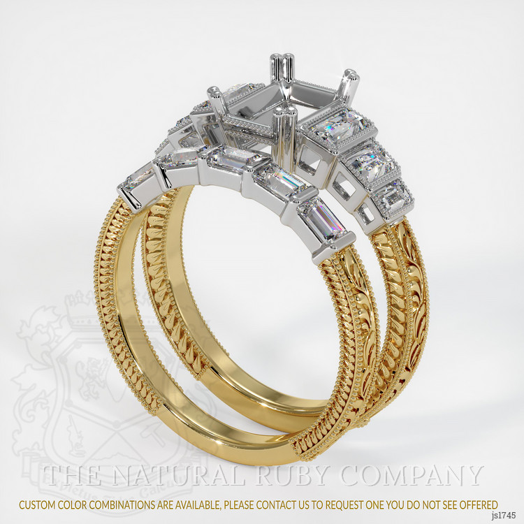 14K White & Yellow Antique Style Ring Setting