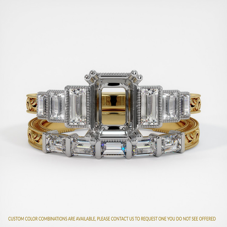 14K White & Yellow Antique Style Ring Setting