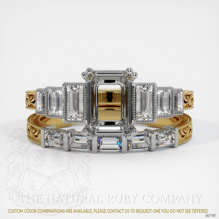 14K White & Yellow Antique Style Ring Setting