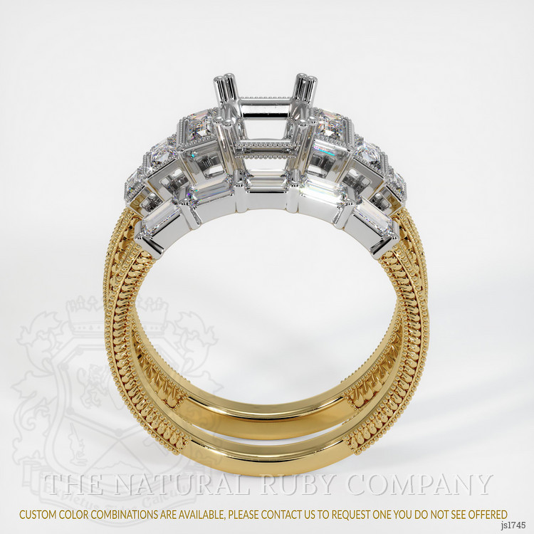 14K White & Yellow Antique Style Ring Setting