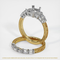 14K White & Yellow Antique Style Ring Setting Image