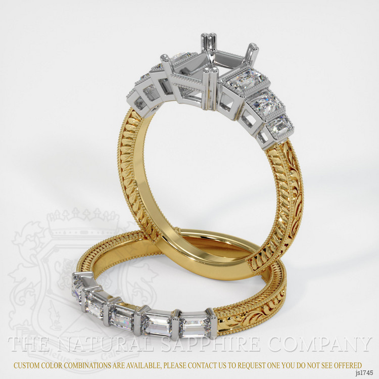 14K White & Yellow Antique Style Ring Setting