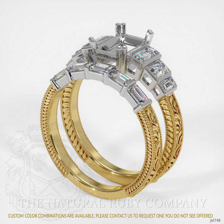18K White & Yellow Antique Style Ring Setting