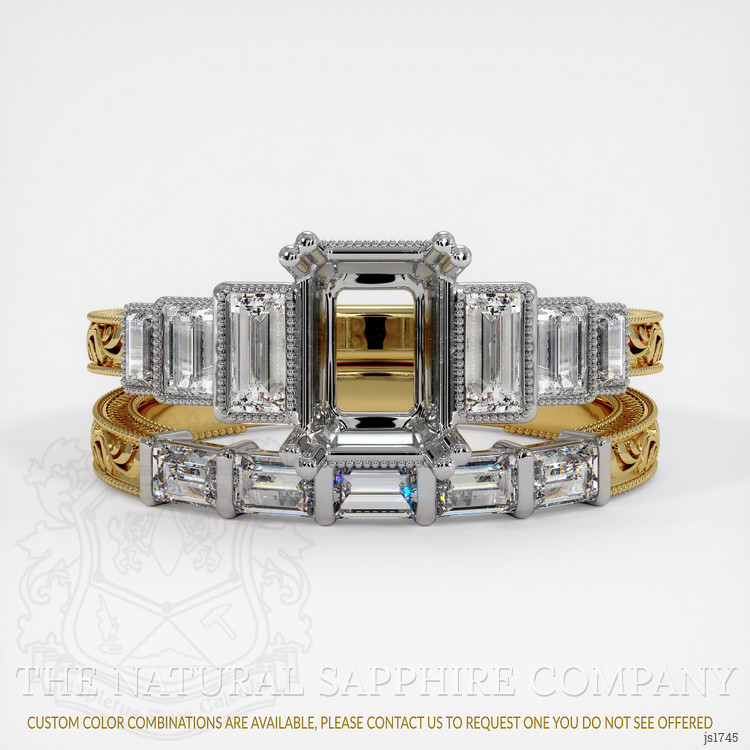 18K White & Yellow Antique Style Ring Setting
