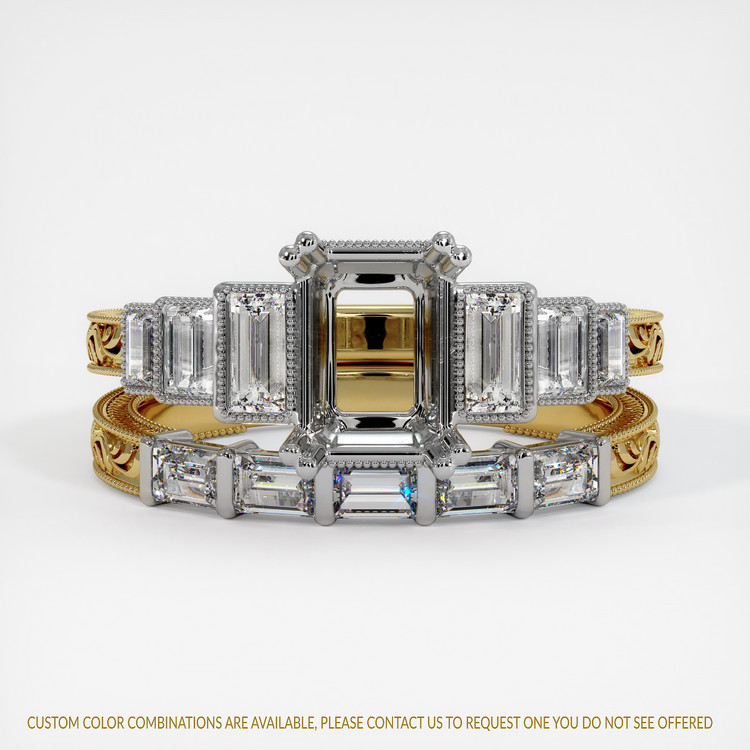 18K White & Yellow Antique Style Ring Setting