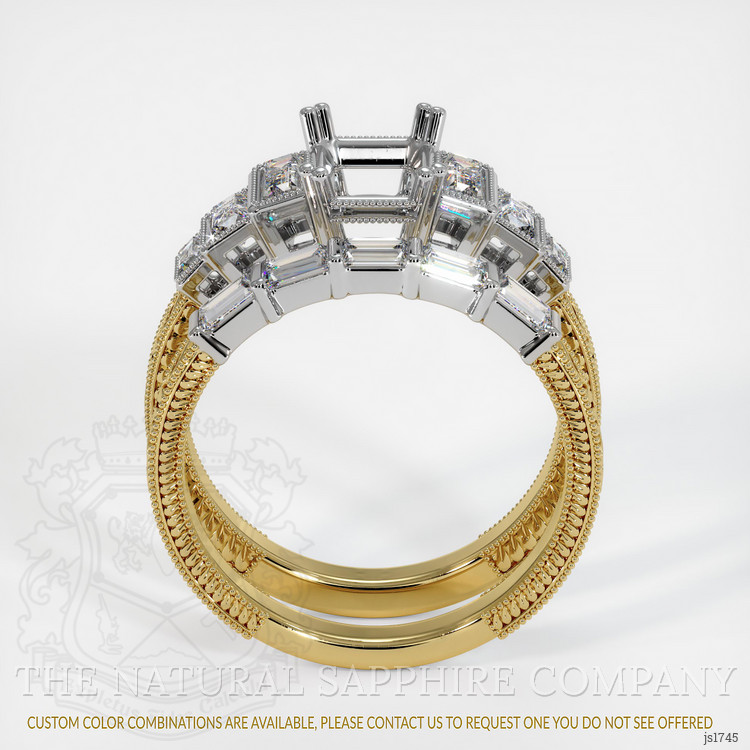 18K White & Yellow Antique Style Ring Setting