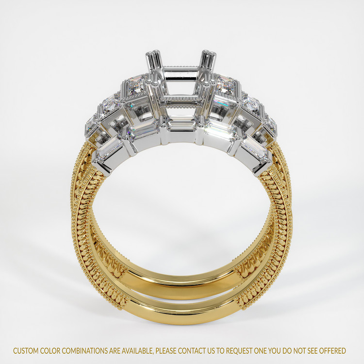 18K White & Yellow Antique Style Ring Setting