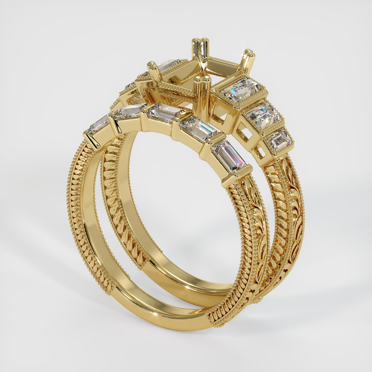 14K Yellow Gold Antique Style Ring Setting