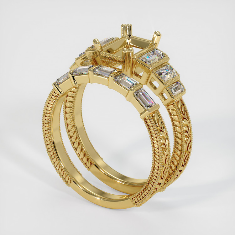 18K Yellow Gold Antique Style Ring Setting