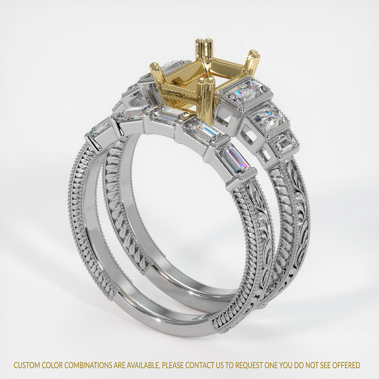 14K Yellow & White Antique Style Ring Setting