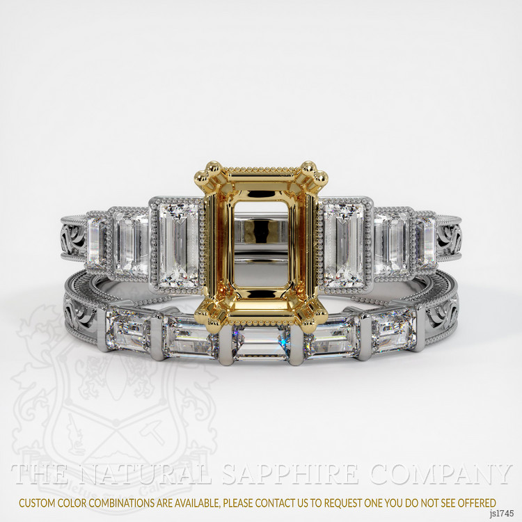 14K Yellow & White Antique Style Ring Setting
