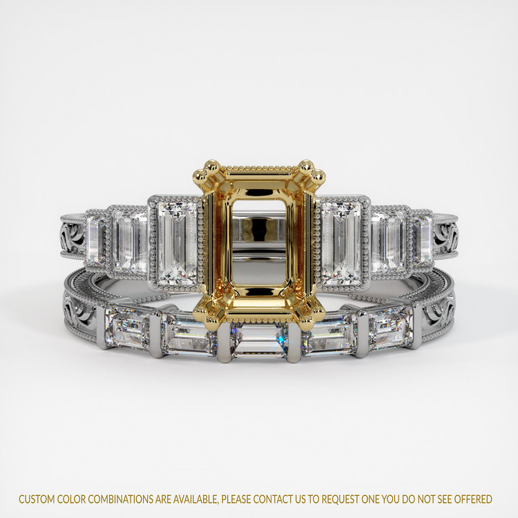 14K Yellow & White Antique Style Ring Setting