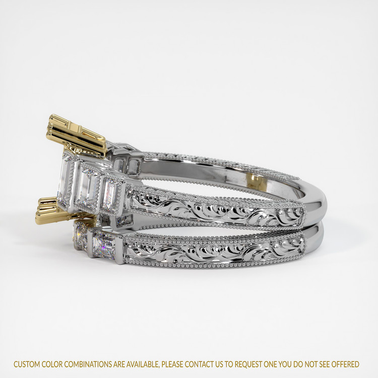 14K Yellow & White Antique Style Ring Setting