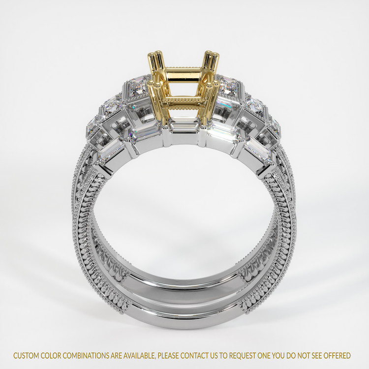 14K Yellow & White Antique Style Ring Setting