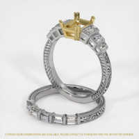 14K Yellow & White Antique Style Ring Setting Image
