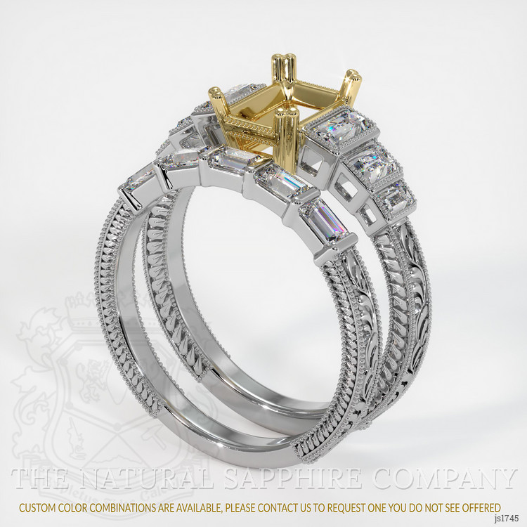 18K Yellow & White Antique Style Ring Setting