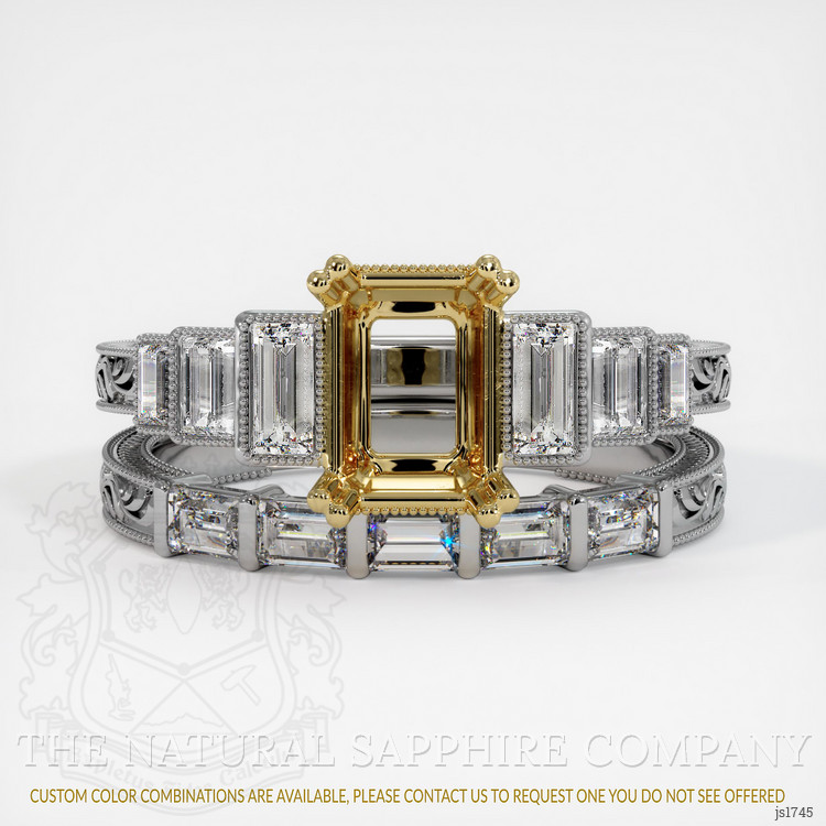 18K Yellow & White Antique Style Ring Setting