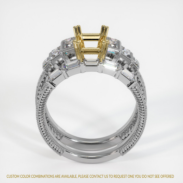 18K Yellow & White Antique Style Ring Setting