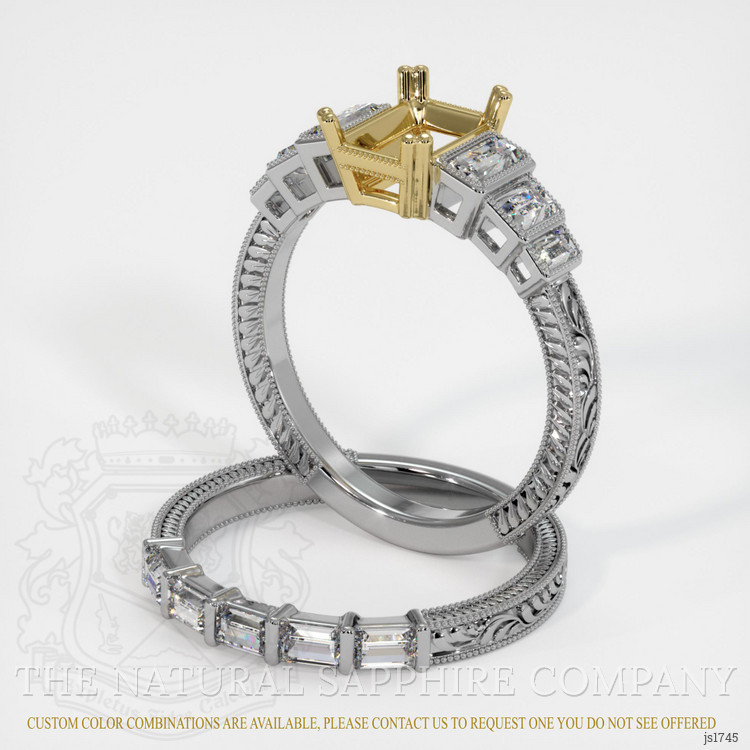 18K Yellow & White Antique Style Ring Setting