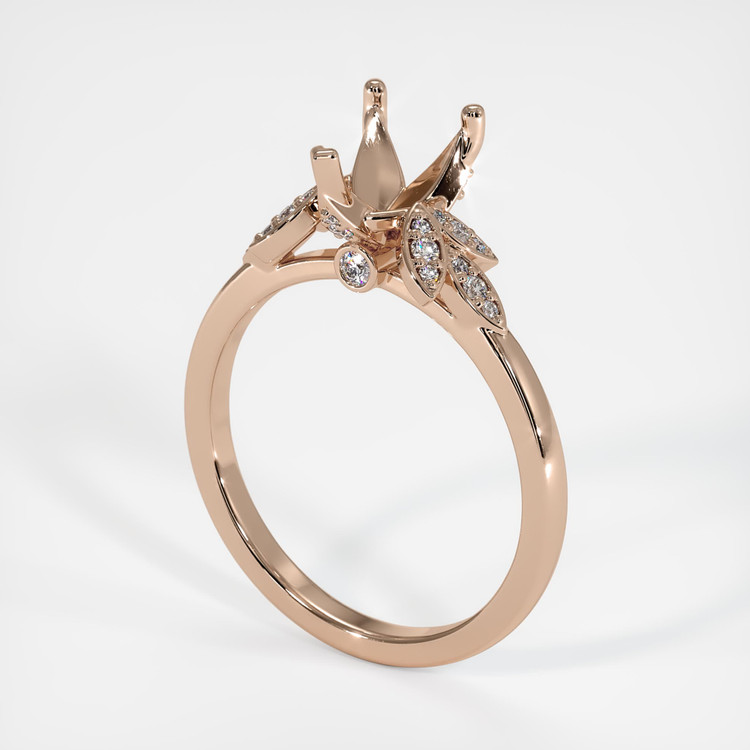 14K Rose Gold Pave Ring Setting