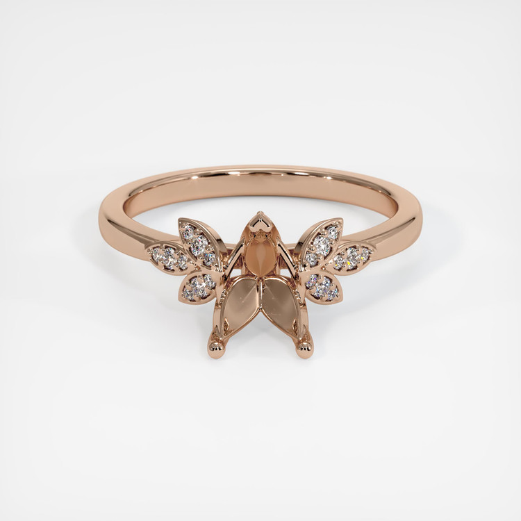 14K Rose Gold Pave Ring Setting