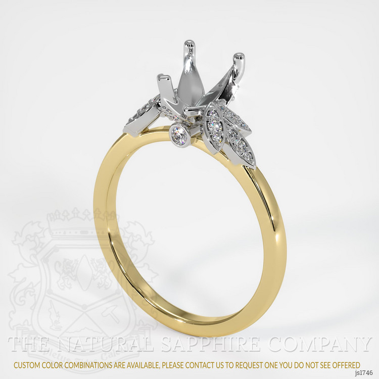 14K White & Yellow Pave Ring Setting