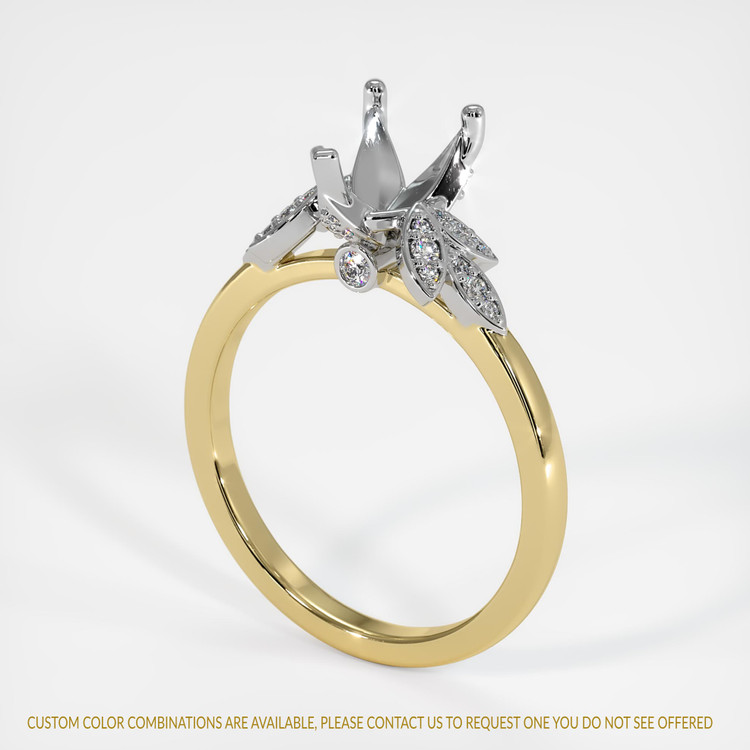 14K White & Yellow Pave Ring Setting