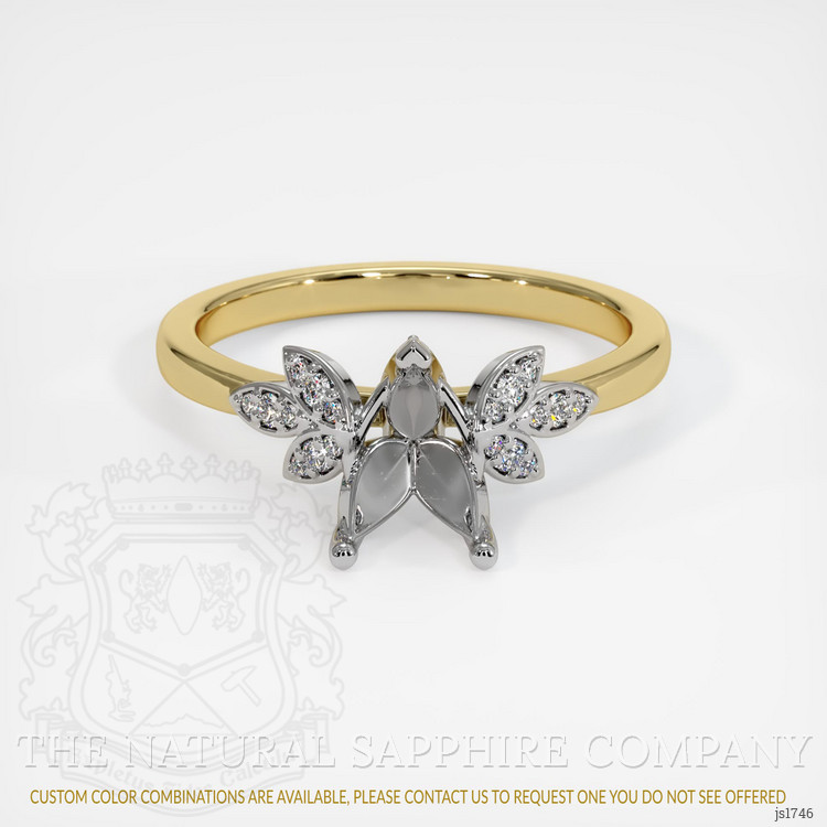 14K White & Yellow Pave Ring Setting