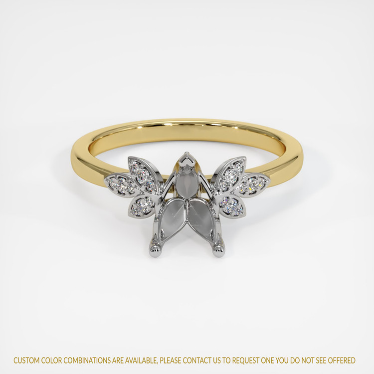 14K White & Yellow Pave Ring Setting