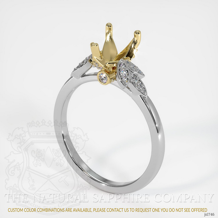 14K Yellow & White Pave Ring Setting
