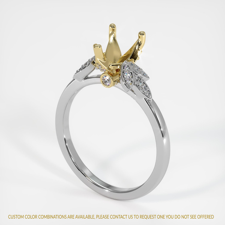 14K Yellow & White Pave Ring Setting