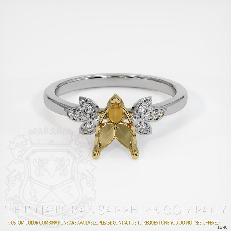 14K Yellow & White Pave Ring Setting