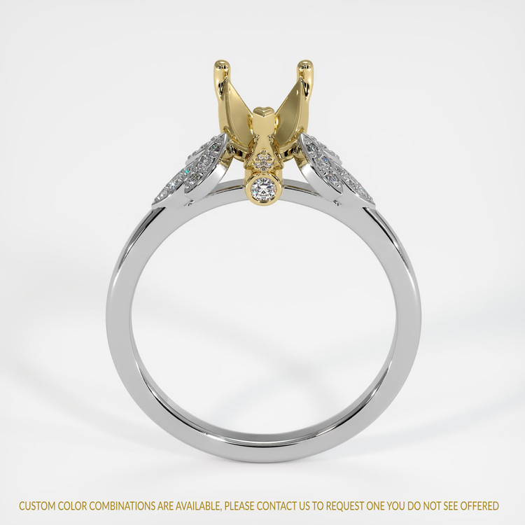 14K Yellow & White Pave Ring Setting