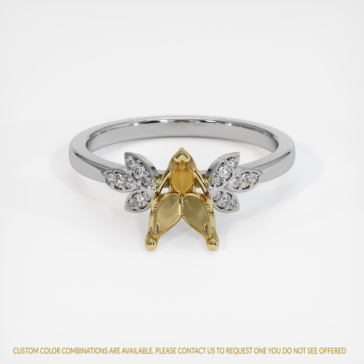 18K Yellow & White Pave Ring Setting