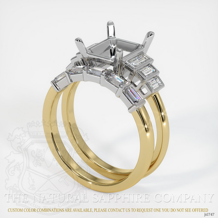 14K White & Yellow Antique Style Ring Setting