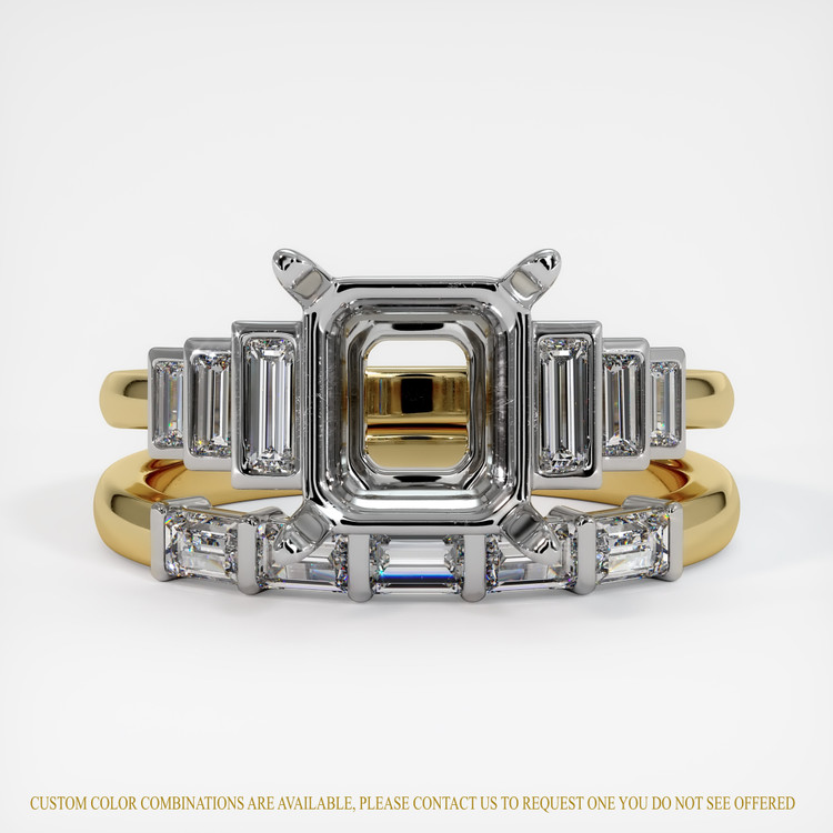 14K White & Yellow Antique Style Ring Setting