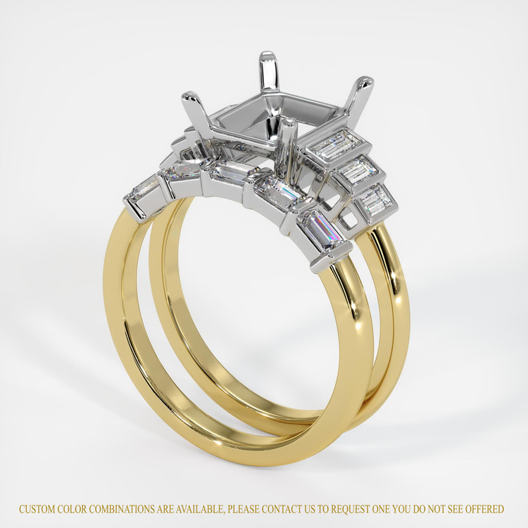 18K White & Yellow Antique Style Ring Setting