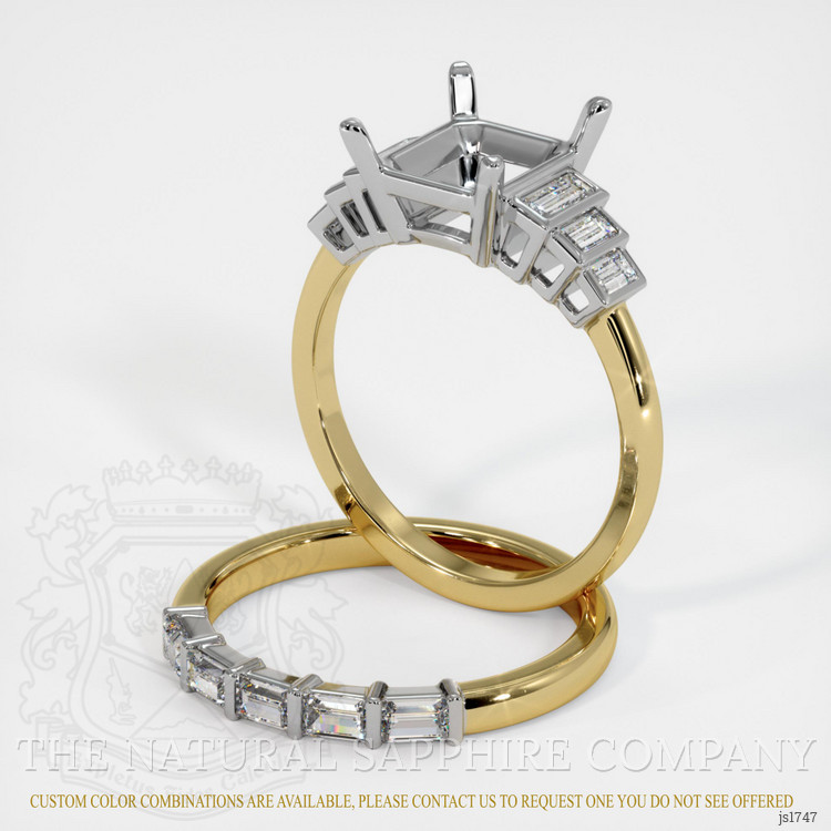 18K White & Yellow Antique Style Ring Setting