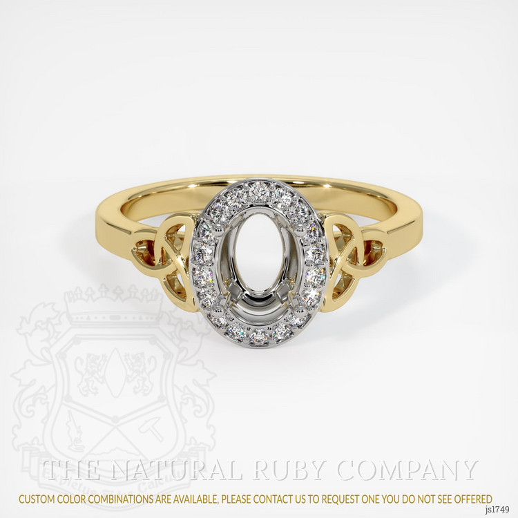 14K White & Yellow Pave Ring Setting
