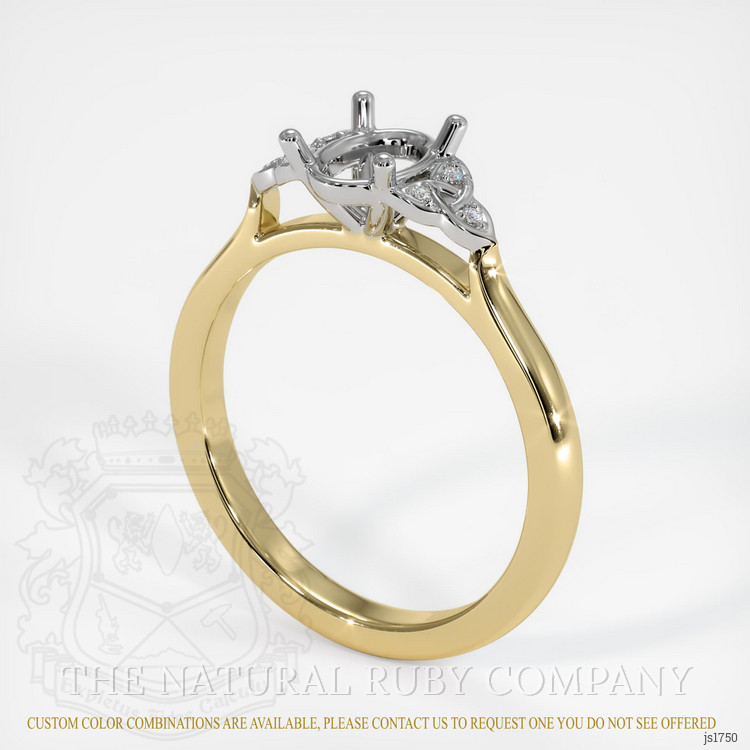 14K White & Yellow Accent Stones Ring Setting