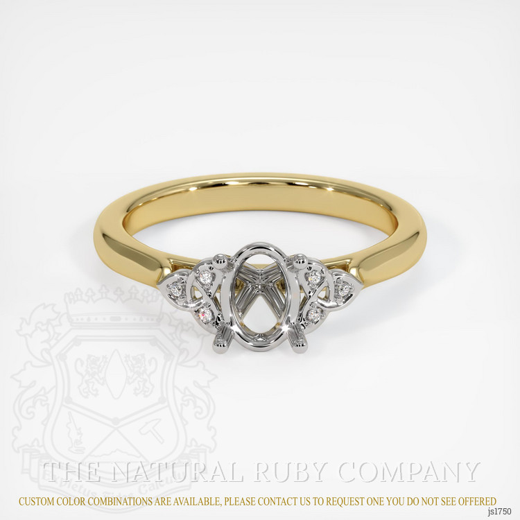 14K White & Yellow Accent Stones Ring Setting