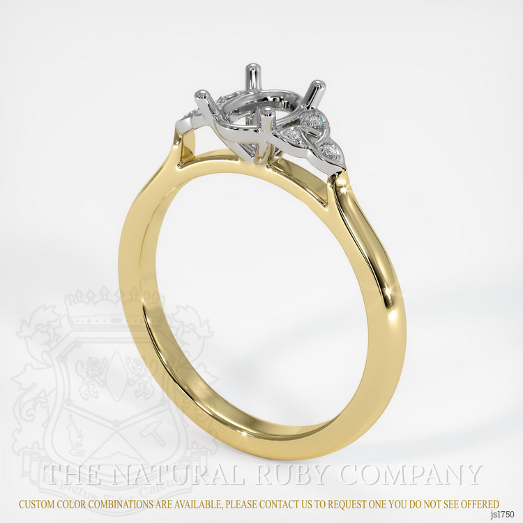 18K White & Yellow Accent Stones Ring Setting