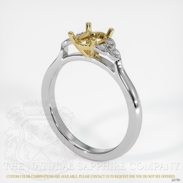 18K Yellow & White Accent Stones Ring Setting