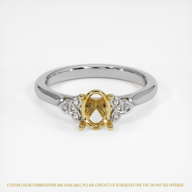 18K Yellow & White Accent Stones Ring Setting