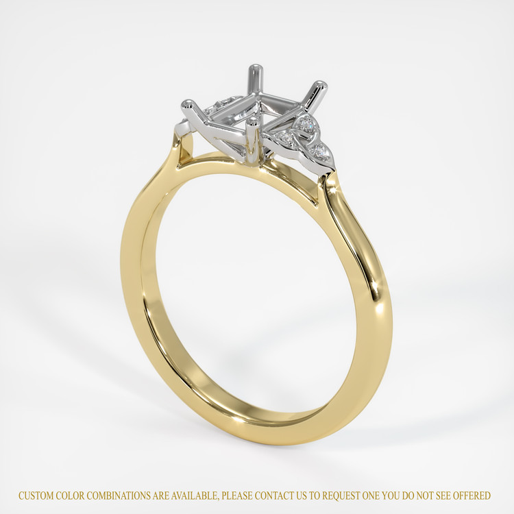 14K White & Yellow Accent Stones Ring Setting