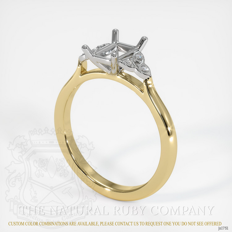 14K White & Yellow Accent Stones Ring Setting