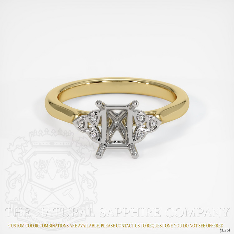 14K White & Yellow Accent Stones Ring Setting