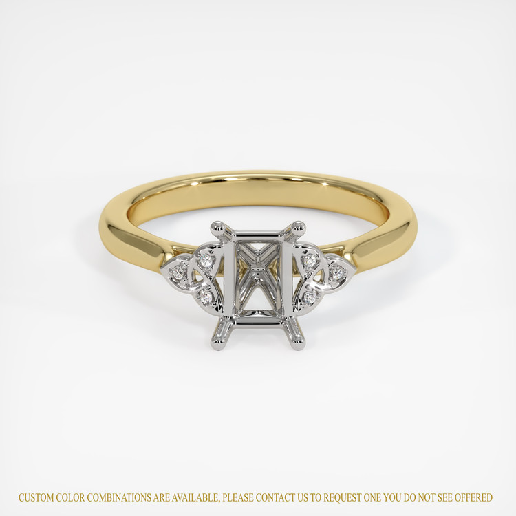 14K White & Yellow Accent Stones Ring Setting