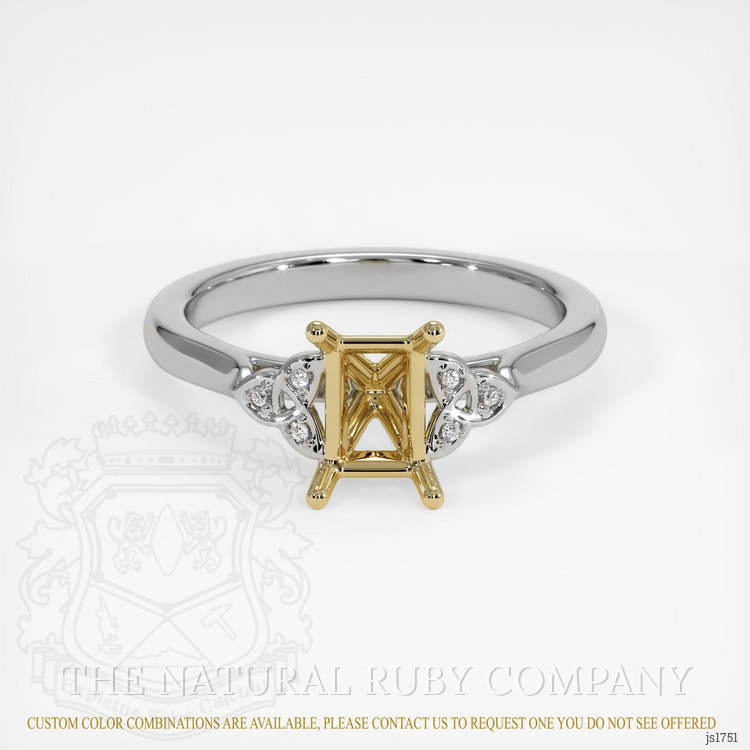 14K Yellow & White Accent Stones Ring Setting